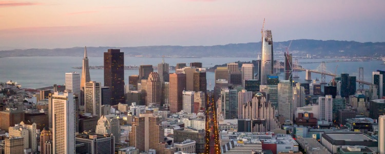 view of downtown San Francisco and the San Francisco Bay